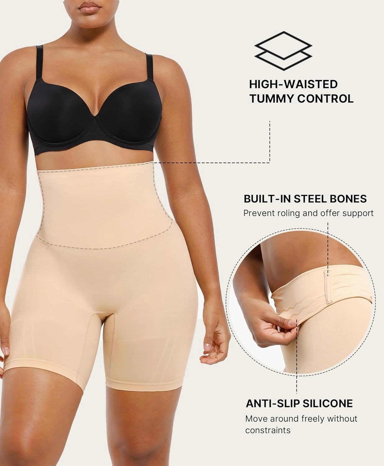 SHAPELLX Shapewear Tummy Control Shorts for Women Seamless High Waisted Body Shaper Thigh Slimming Underwear Girdle