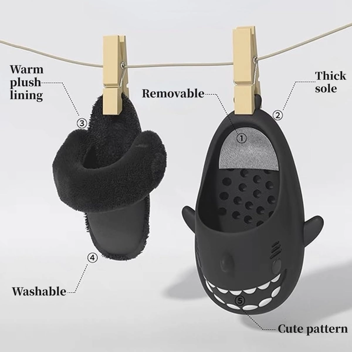 Shark Fuzzy Slippers Women Men Cute Cartoon Plush Fluffy House Shoes Memory Foam Winter Warm Slippers Indoor