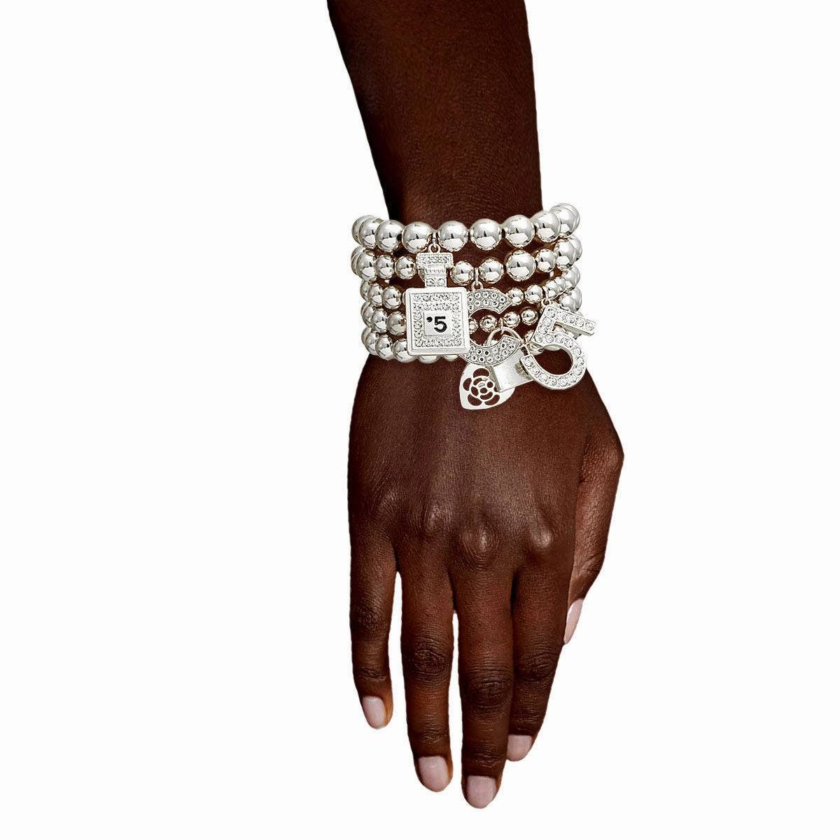 Shiny Silver No. 5 Boutique Charm Bracelets