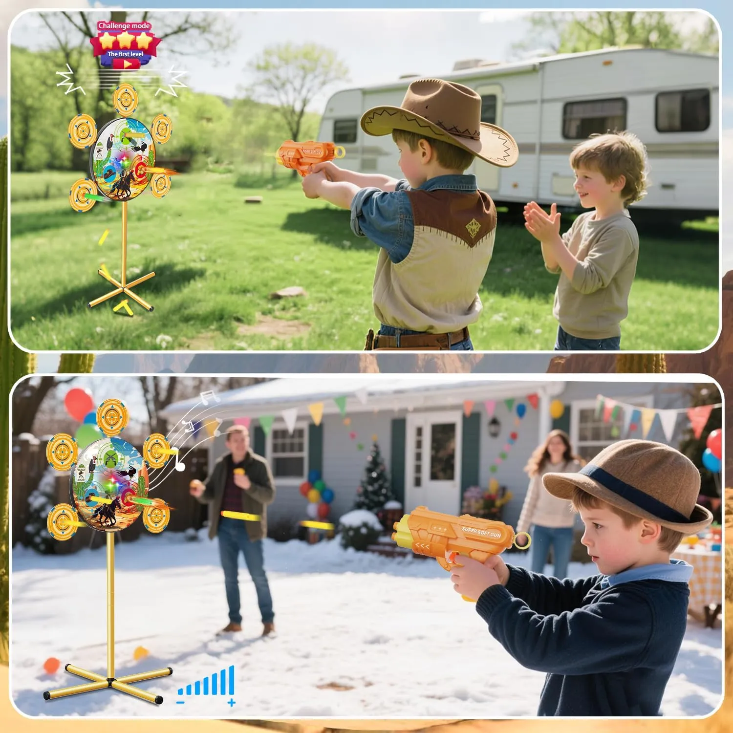 Shooting Games Toys for Nerf Gun Party, Shooting Targets with 2 Toy Guns 40 Foam Darts Kids Outdoor Indoor Toys for Birthday Christmas Easter Gifts for 4 5 6 7 8 9 10  Year Old Boys Kids