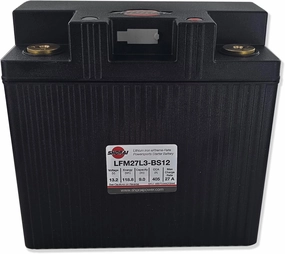Shorai LFM Lithium-iron Battery w/BMS, LFM27L3-BS12, 9.0Ah 13.2V,118.8 WHr, "L" Type, Case 3