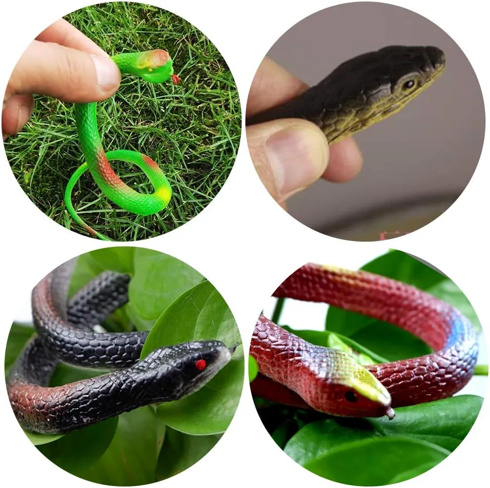 Shyflpopo 11 Pcs Realistic Rubber Snakes Decoration for Garden Props to Scare Birds, Squirrels, Mice, Prank Toys, Theater Props, and Party Favors for Kids