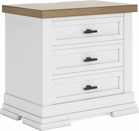 Signature Design by Ashley Ashbryn 3 Drawer Nightstand with USB Ports, White, White, Natural