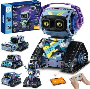Sillbird Robot Building Kit with Remote Control STEM Gifts for Kids Boys Ages 8-12, Coding Robotic Technic Creative Toys for Birthday - Build 5in1 Model with 433 Pieces