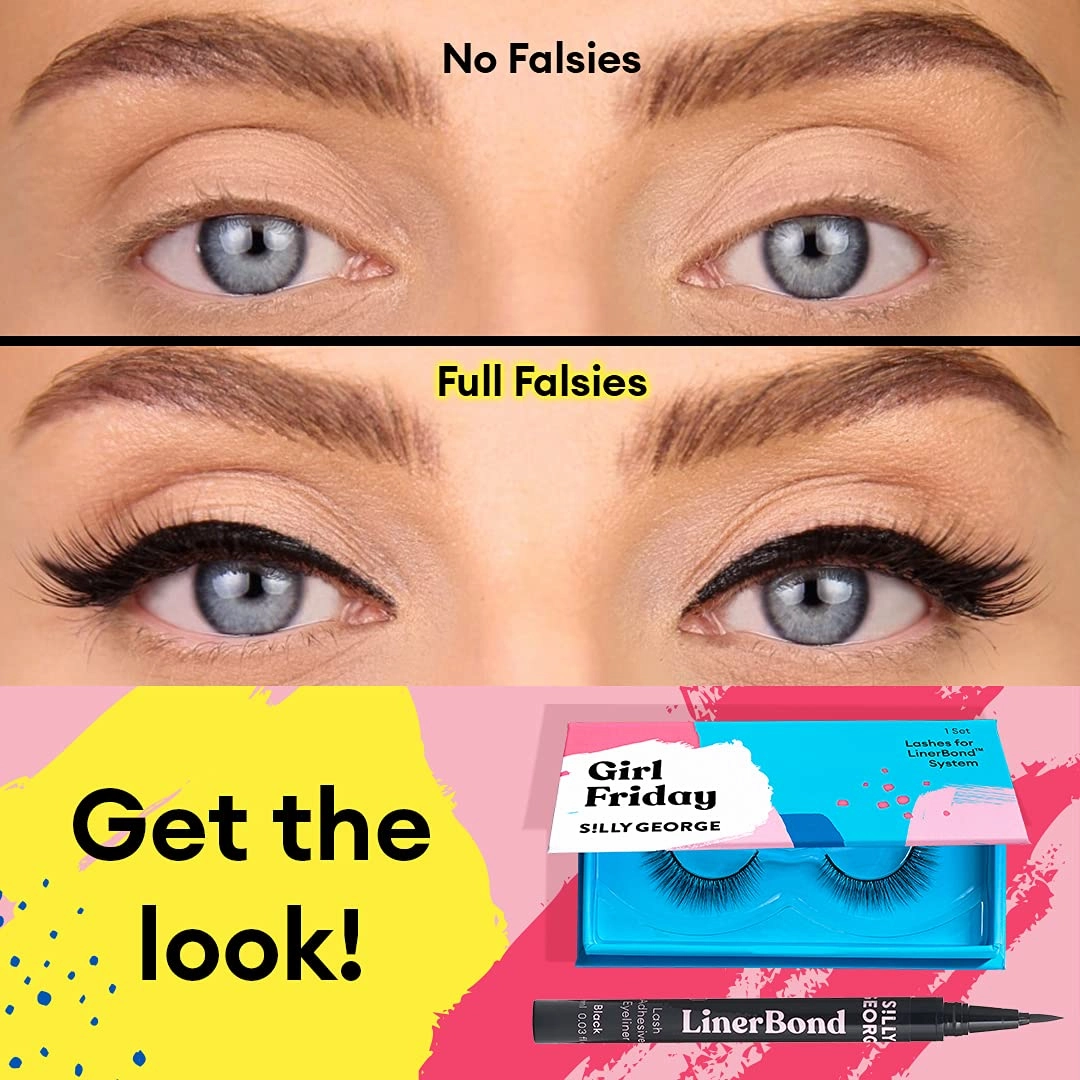 Silly George Girl Series Eyelashes | Luxurious Synthetic Silk, Comfortable, Lightweight, Wind resistant, Easy to Apply, Reusable, Smudge-Free, Grudge-Free Lashes, Cruelty Free & Vegan (Girl Friday)