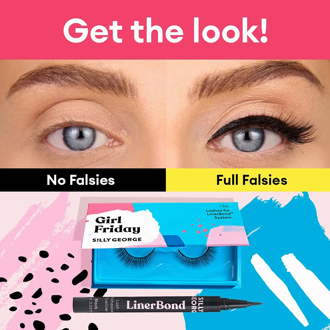 Silly George Girl Series Eyelashes | Luxurious Synthetic Silk, Comfortable, Lightweight, Wind resistant, Easy to Apply, Reusable, Smudge-Free, Grudge-Free Lashes, Cruelty Free & Vegan (Girl Friday)
