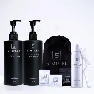 Simpler Men’s Hair Color Kit (Natural Black) for 100% Gray Coverage & Color Protecting Shampoo/Conditioner (Sweet Agave) for Dyed Hair & Beard with Coconut & Almond Oils