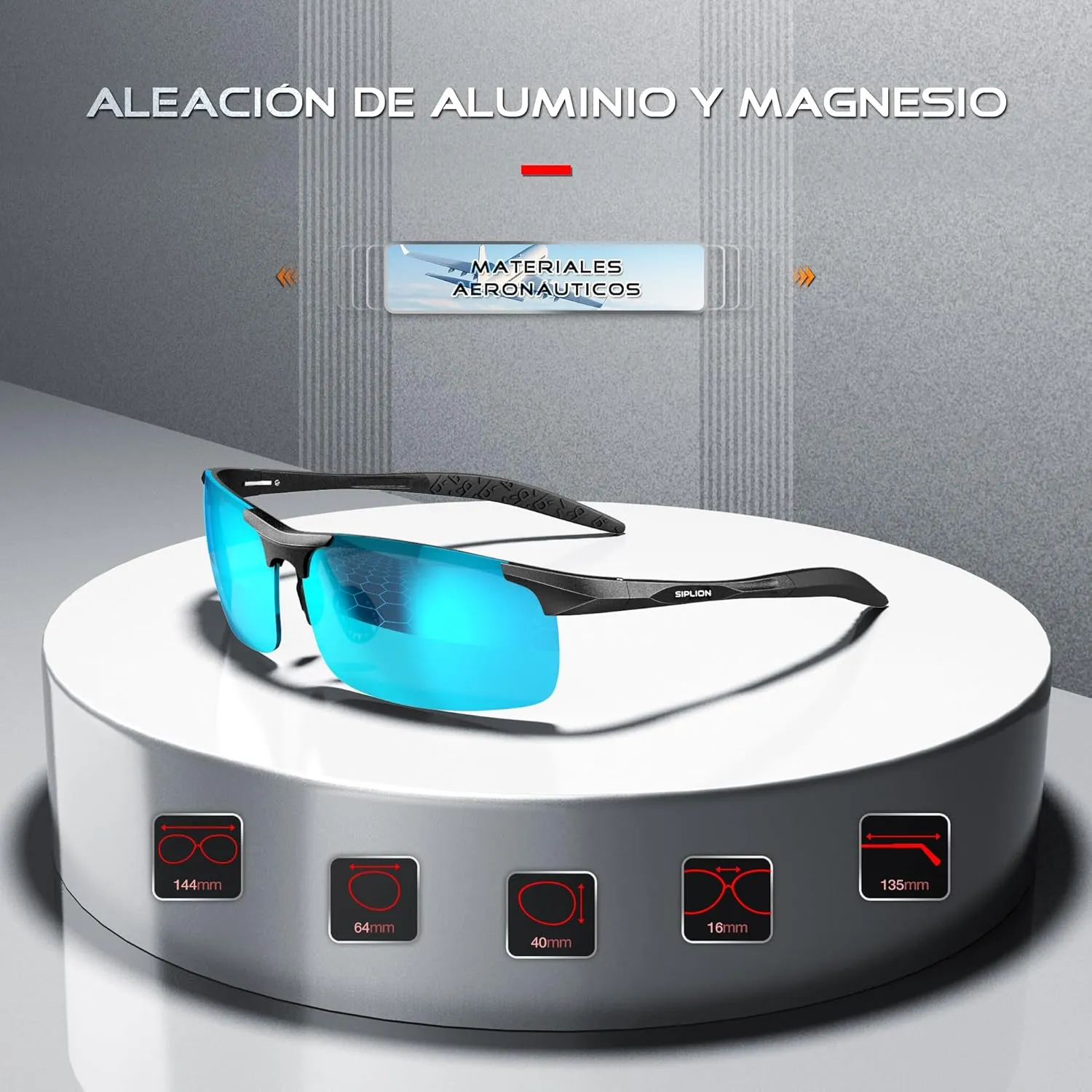 SIPLION Sunglasses Men Polarized for Men's Driving Sport Fishing hiking UV Protection Al-Mg Metal Frame Ultra Light