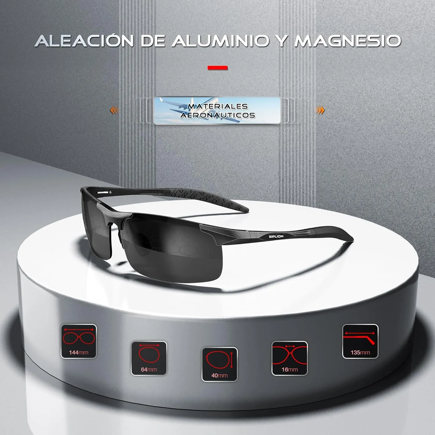 SIPLION Sunglasses Men Polarized for Men's Driving Sport Fishing hiking UV Protection Al-Mg Metal Frame Ultra Light
