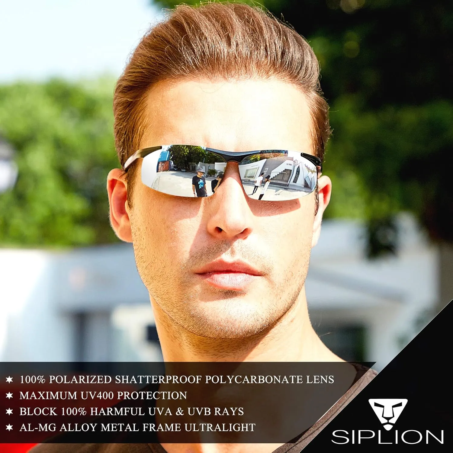 SIPLION Sunglasses Men Polarized for Men's Driving Sport Fishing hiking UV Protection Al-Mg Metal Frame Ultra Light