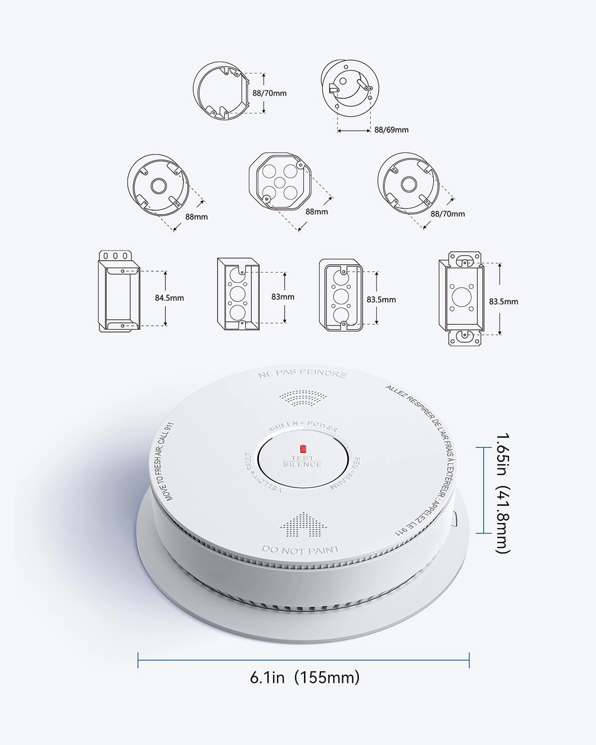 SITERWELL Hardwired Smoke Detector Carbon Monoxide Detector 10 Year Battery, Meets UL217-9th Standards, Interconnected Smoke and Carbon Monoxide Detector Combo with Bilingual Voice Alerts, 1 Pack