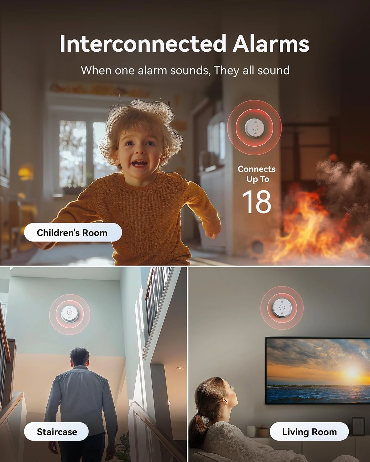 SITERWELL Hardwired Smoke Detector Carbon Monoxide Detector 10 Year Battery, Meets UL217-9th Standards, Interconnected Smoke and Carbon Monoxide Detector Combo with Bilingual Voice Alerts, 1 Pack