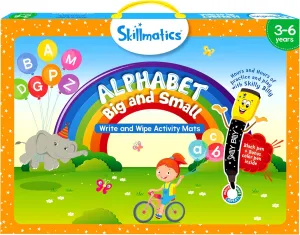 Skillmatics Educational Game - Alphabet Big and Small, Reusable Activity Mats with 2 Dry Erase Markers, Gifts for Ages 3 to 6