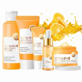 Skin Care Set, 5Pcs Vitamin C Skin Care Sets & Kits, Skin Care for Teenage Girls Gift Set with Cleanser, Toner, Serum, Eye Cream, Facial Cream, Facial Skin Care Sets & Kits