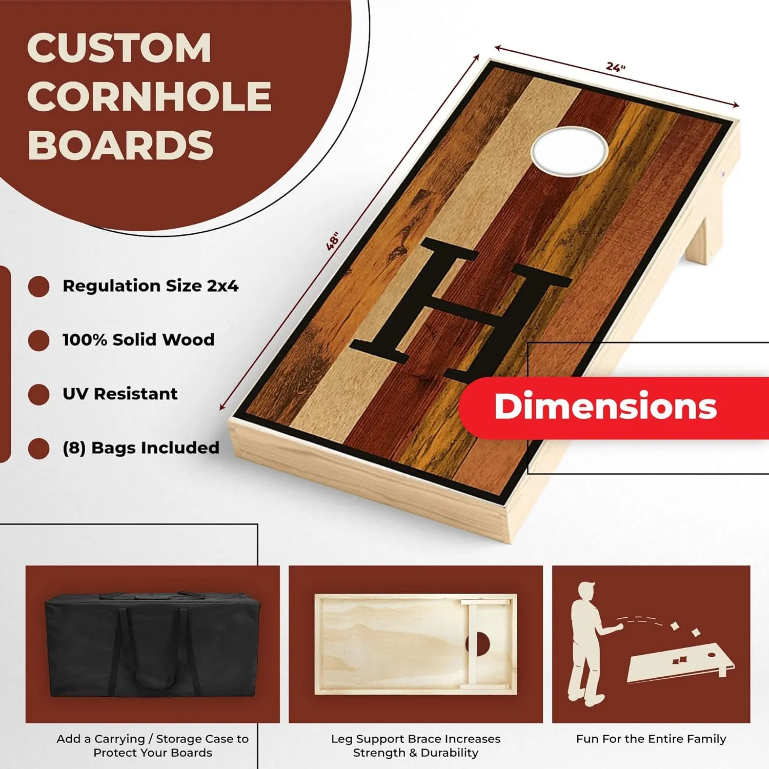 Skip's Garage Tiki Face Natural Cornhole Board Set - Corn Hole Game Boards - Regulation Size - Includes Boards   Optional Lights & Cases