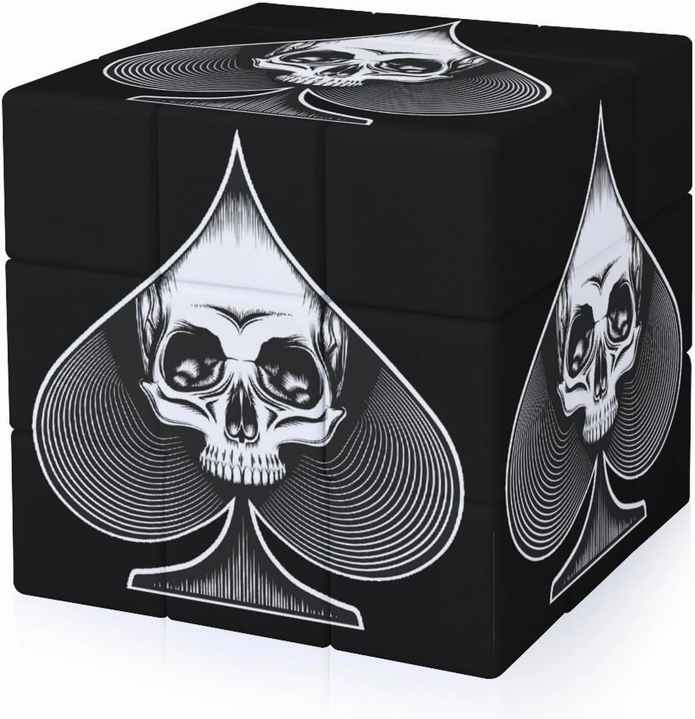 Skull in Spade Adults 3x3x3 Color-Matching Smooth Fully Printed Cube Gift