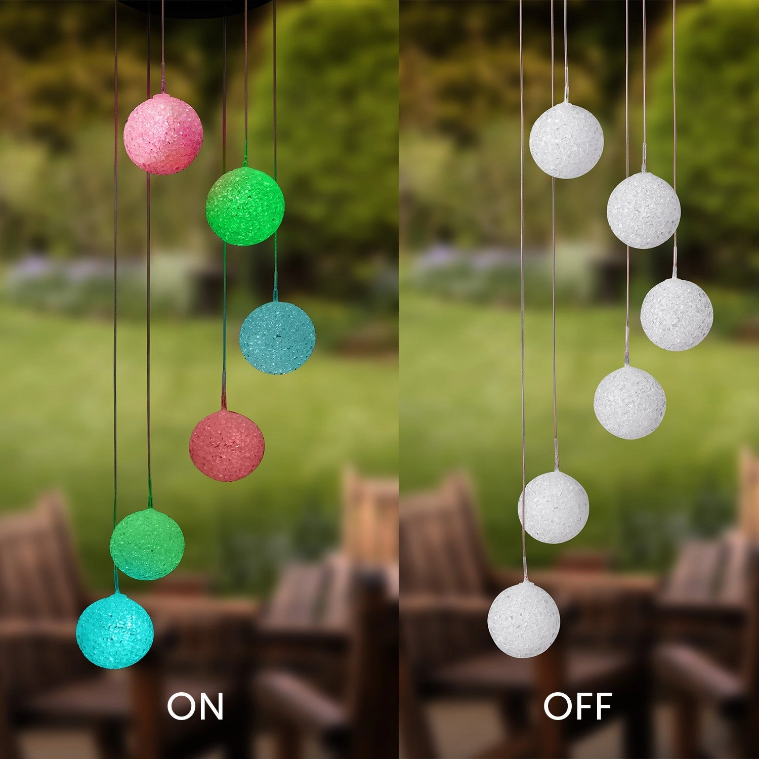 Skylar Solar Powered LED Integrated Outdoor Indoor RGB Multicolor Changing Slow-Flashing Orb Wind Chimes
