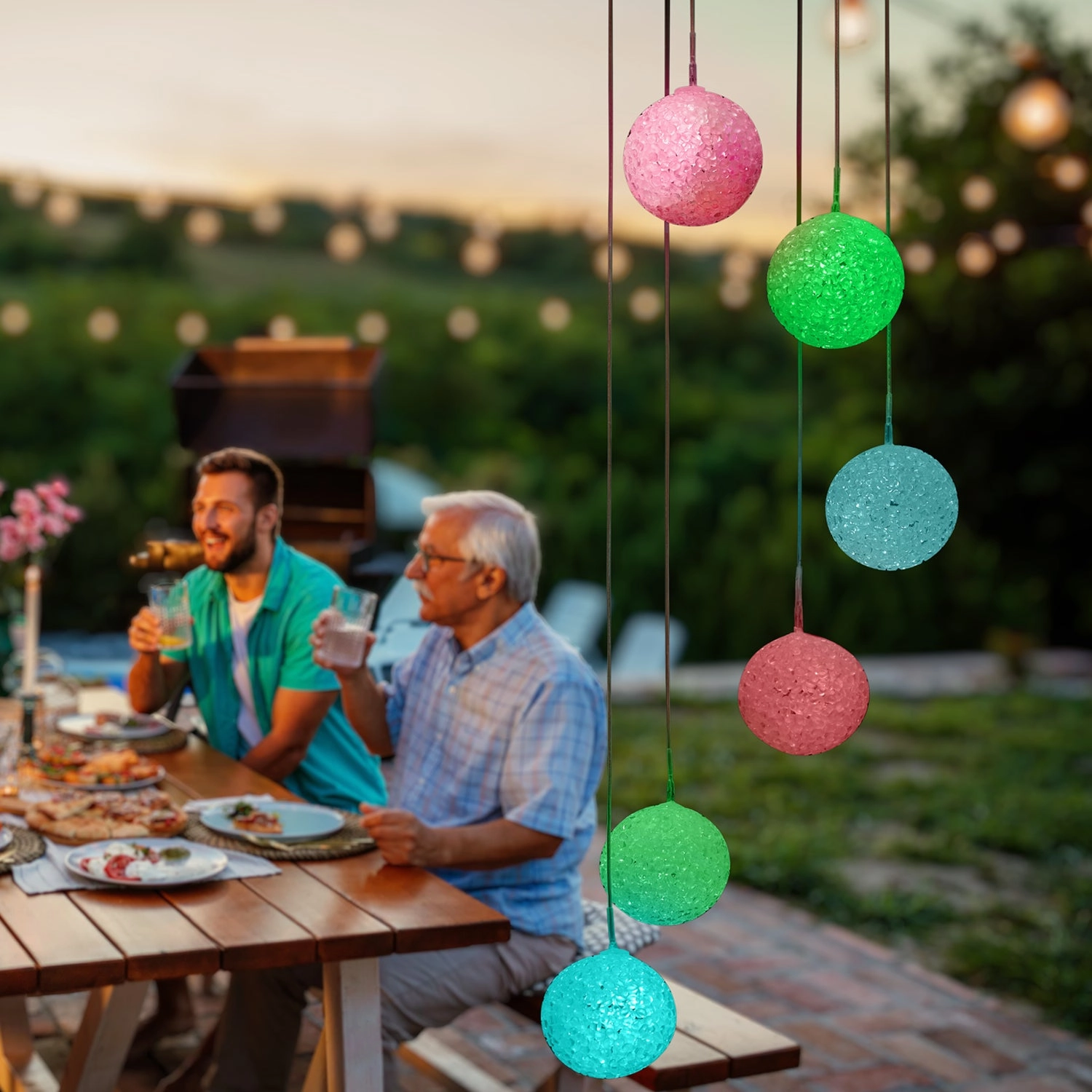 Skylar Solar Powered LED Integrated Outdoor Indoor RGB Multicolor Changing Slow-Flashing Orb Wind Chimes