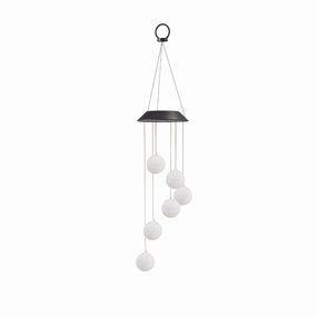 Skylar Solar Powered LED Integrated Outdoor Indoor RGB Multicolor Changing Slow-Flashing Orb Wind Chimes