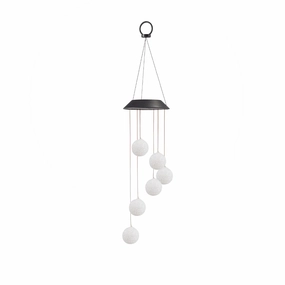 Skylar Solar Powered LED Integrated Outdoor Indoor RGB Multicolor Changing Slow-Flashing Orb Wind Chimes