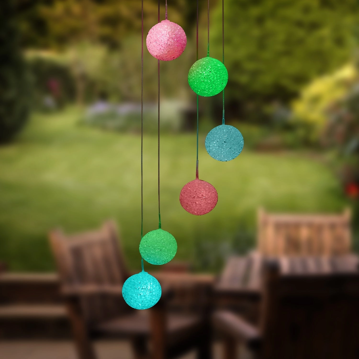Skylar Solar Powered LED Integrated Outdoor Indoor RGB Multicolor Changing Slow-Flashing Orb Wind Chimes