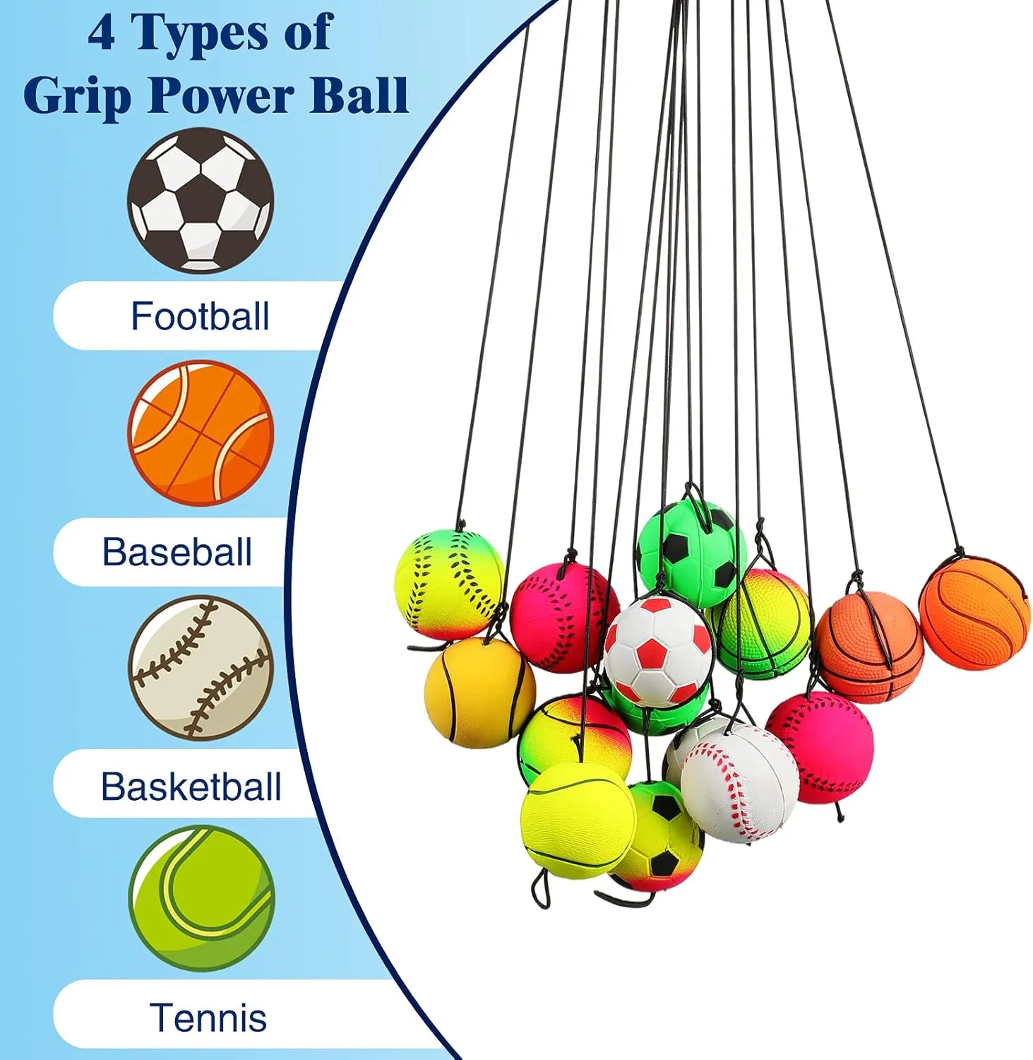 Skylety Wrist Return Ball Rubber Sport Ball with Strap and String Rebound Bouncy Balls Toy on Elastic String Toy for Teens Adults Wrist Exercise Play