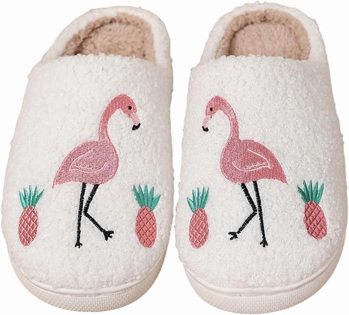Slippers for Womens Mens Cut Retro Plush Soft Memory Foam House Shoes