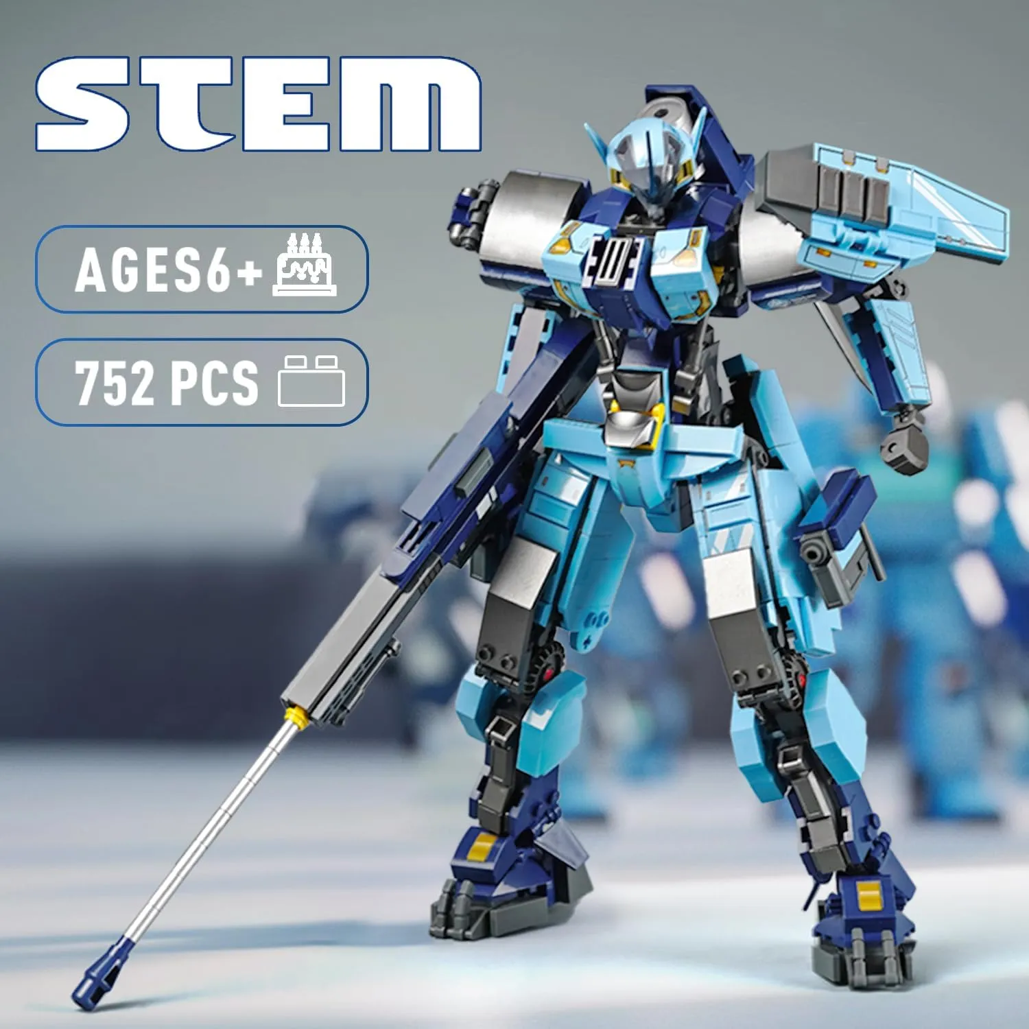 Sluban Mech Robot Building Set for Adults, Mecha Building Kit with Two Interchangeable Weapons, Creative Collectible Toy for Teens Boys 8 