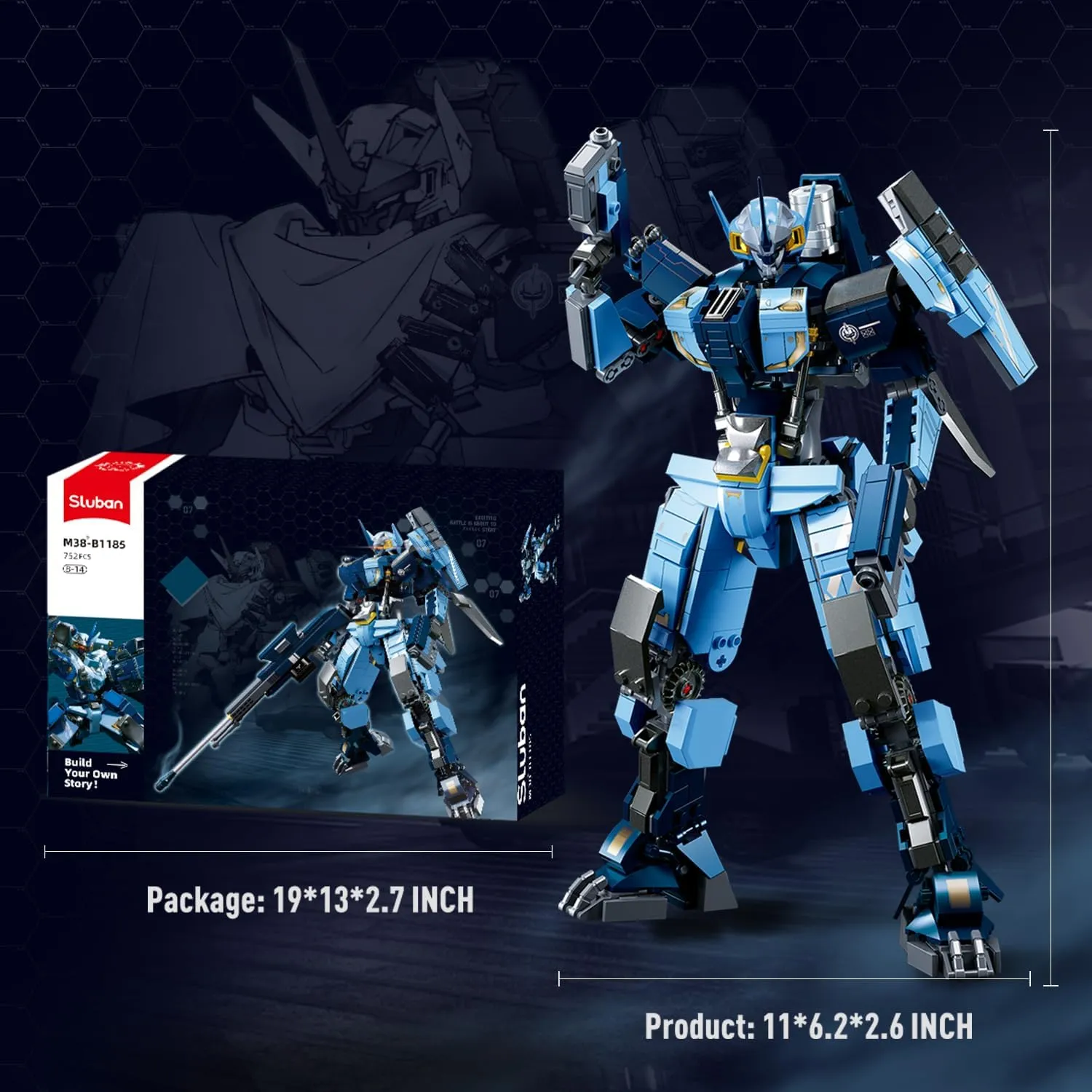Sluban Mech Robot Building Set for Adults, Mecha Building Kit with Two Interchangeable Weapons, Creative Collectible Toy for Teens Boys 8 