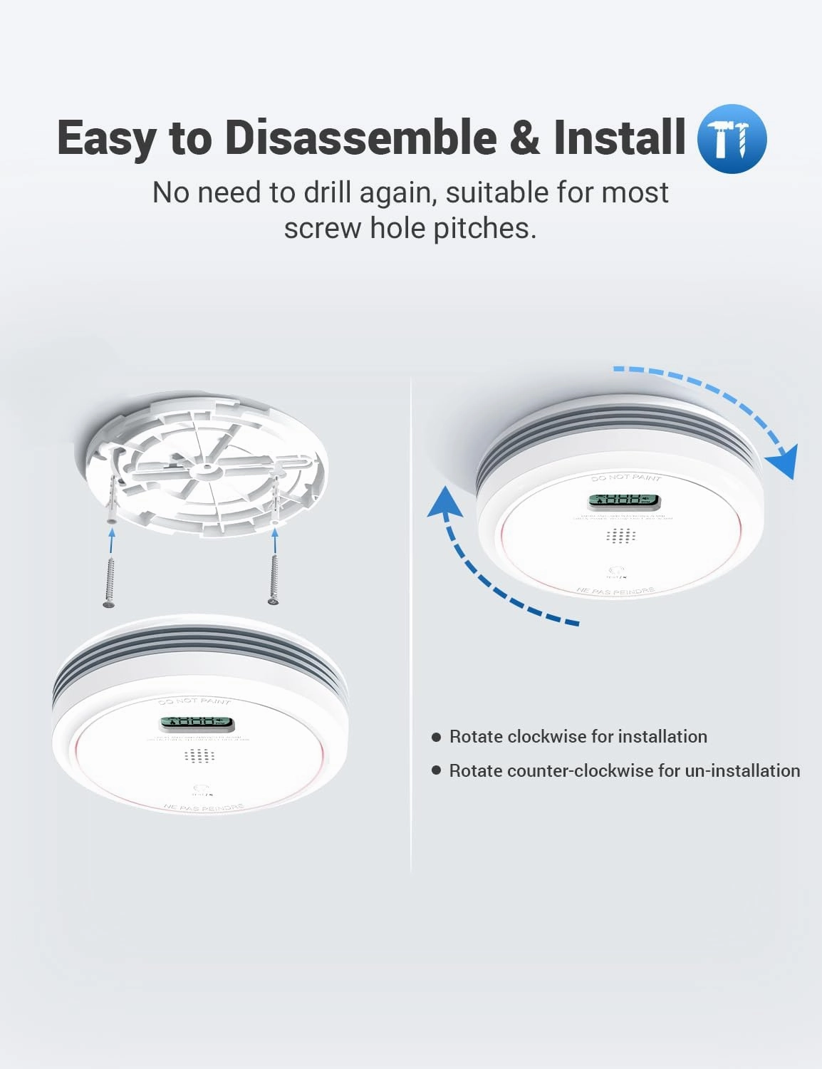 Smoke and Carbon Monoxide Detector Combo 10 Year Battery, Dual Sensor Smoke Alarm Carbon Monoxide Detector with LCD Display for Home, 1 Pack