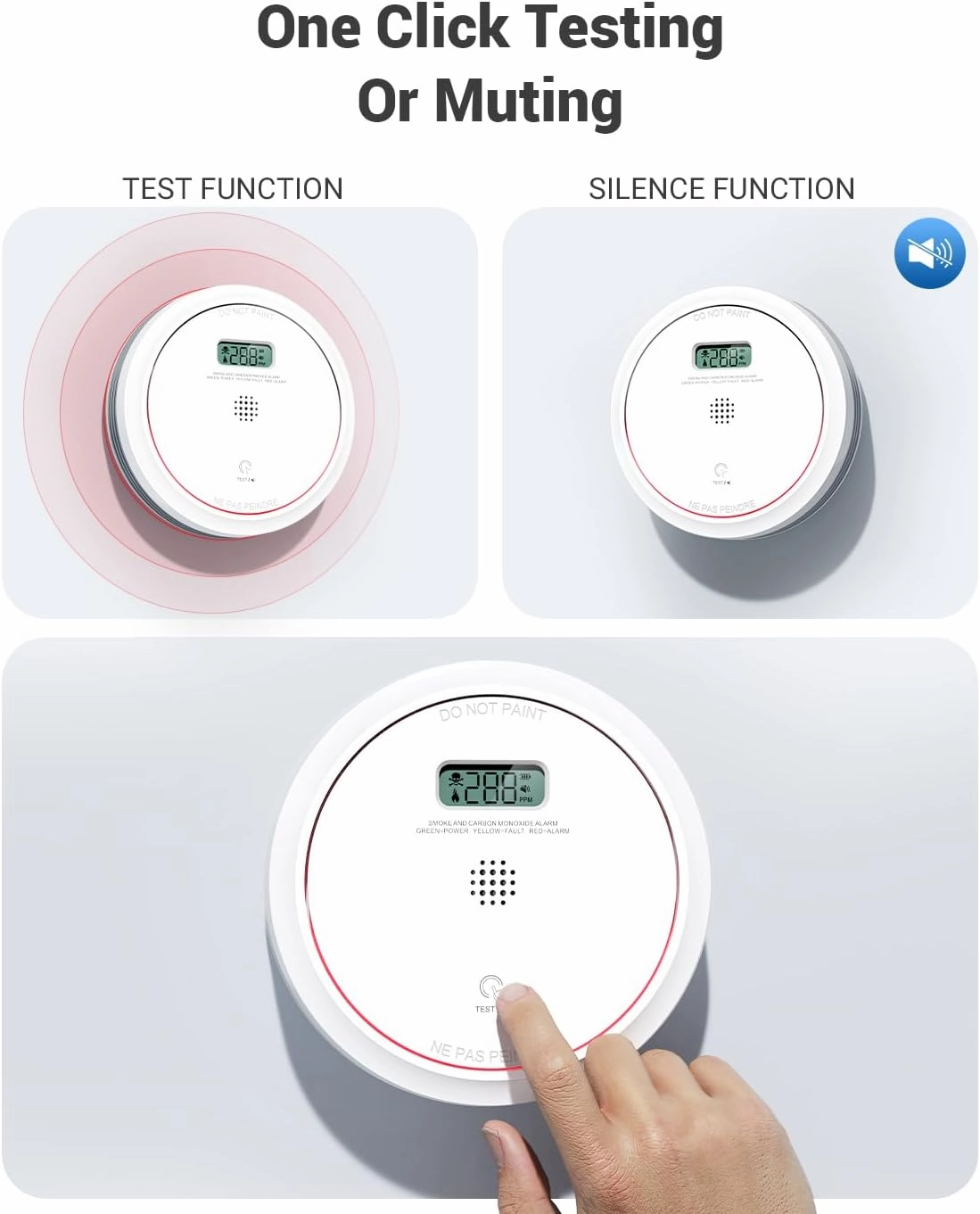 Smoke and Carbon Monoxide Detector Combo 10 Year Battery, Dual Sensor Smoke Alarm Carbon Monoxide Detector with LCD Display for Home, 1 Pack