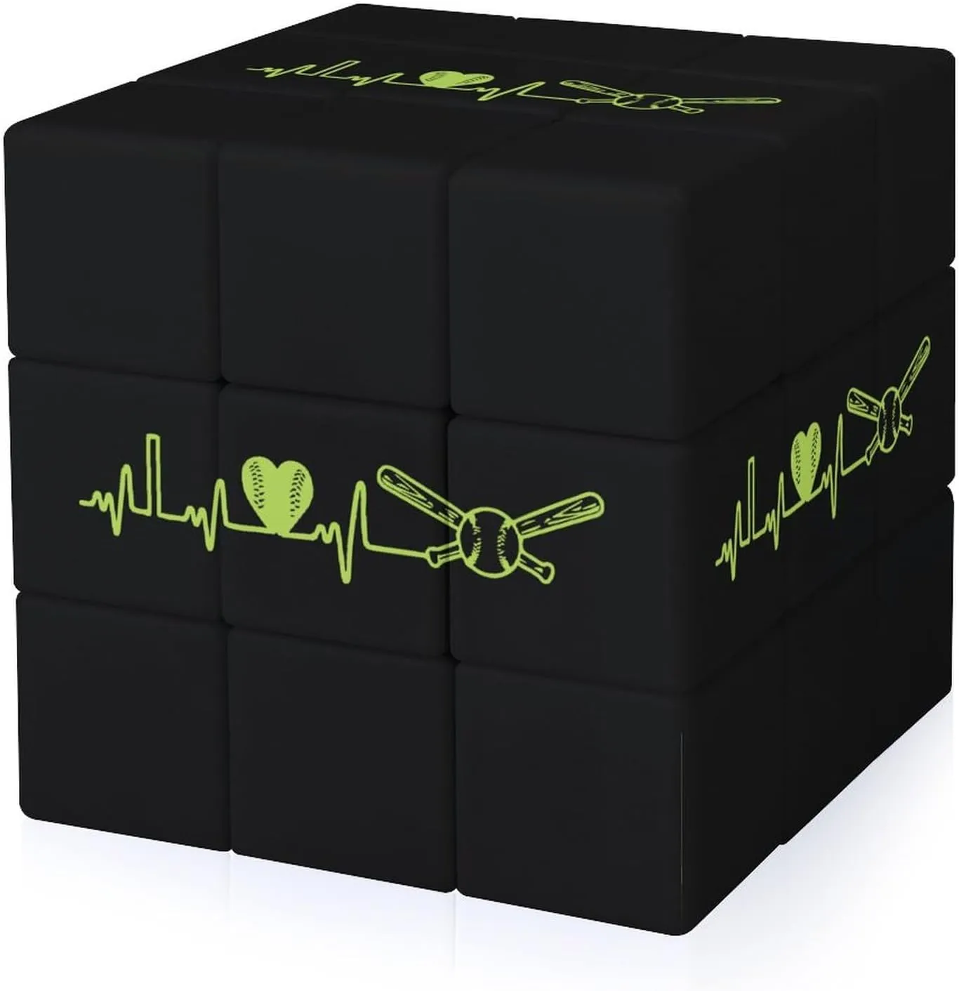 Softball Heartbeat Funny 3x3x3 Cube Smooth Lightweight Puzzle for Adult Graphic Printing Travel
