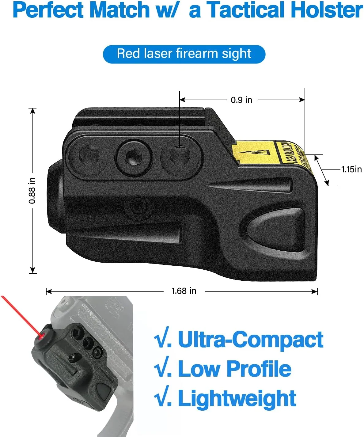 SOLOFISH Picatinny/MLOK Mounted Green/Red/Blue Laser Sight, Magnetic Rechargeable, (Laser Output is <5mW, Class IIIA)