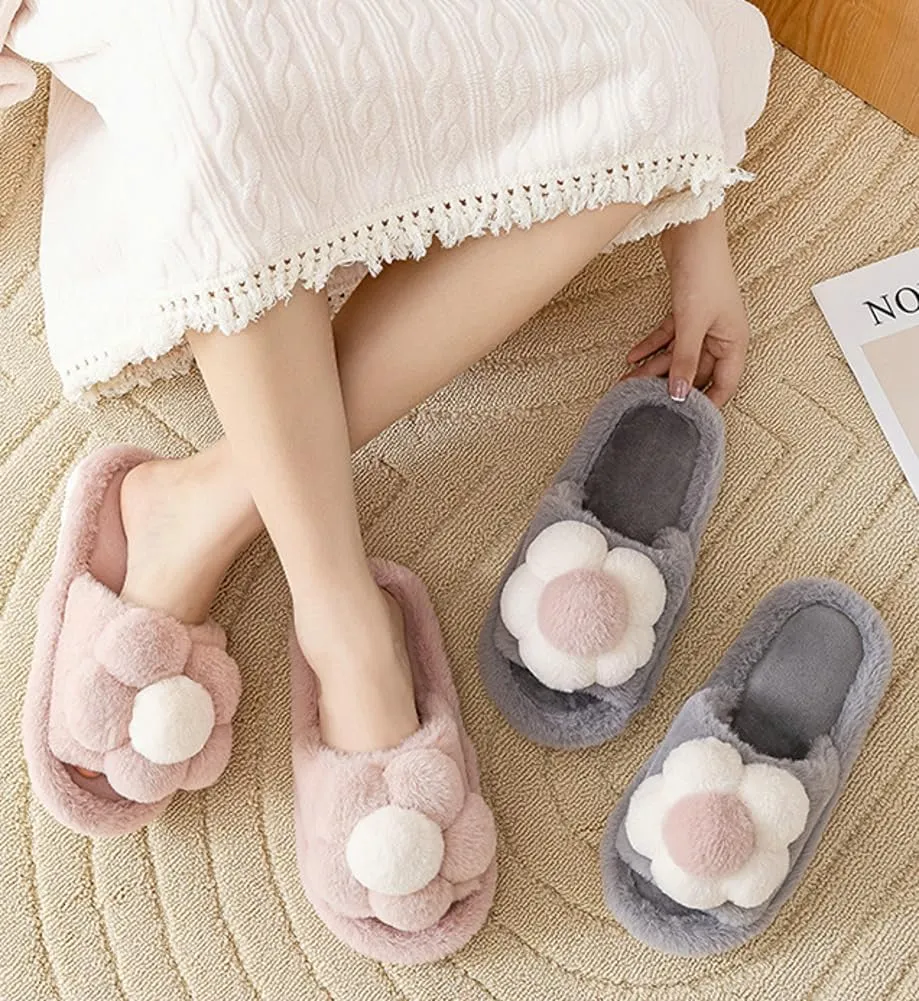 Solyinne Women's Cute Fuzzy House Slippers - Fashion Non-slip Indoor & Outdoor Slippers
