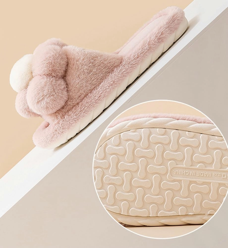 Solyinne Women's Cute Fuzzy House Slippers - Fashion Non-slip Indoor & Outdoor Slippers