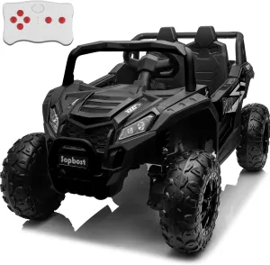 Sopbost 24V Electric Car Side by Side UTV, Ride On Toy With Remote Control, 4WD Truck 4 Wheeler, Battery Powered Vehicle With EVA Tires, Rear Shock Suspension, Black