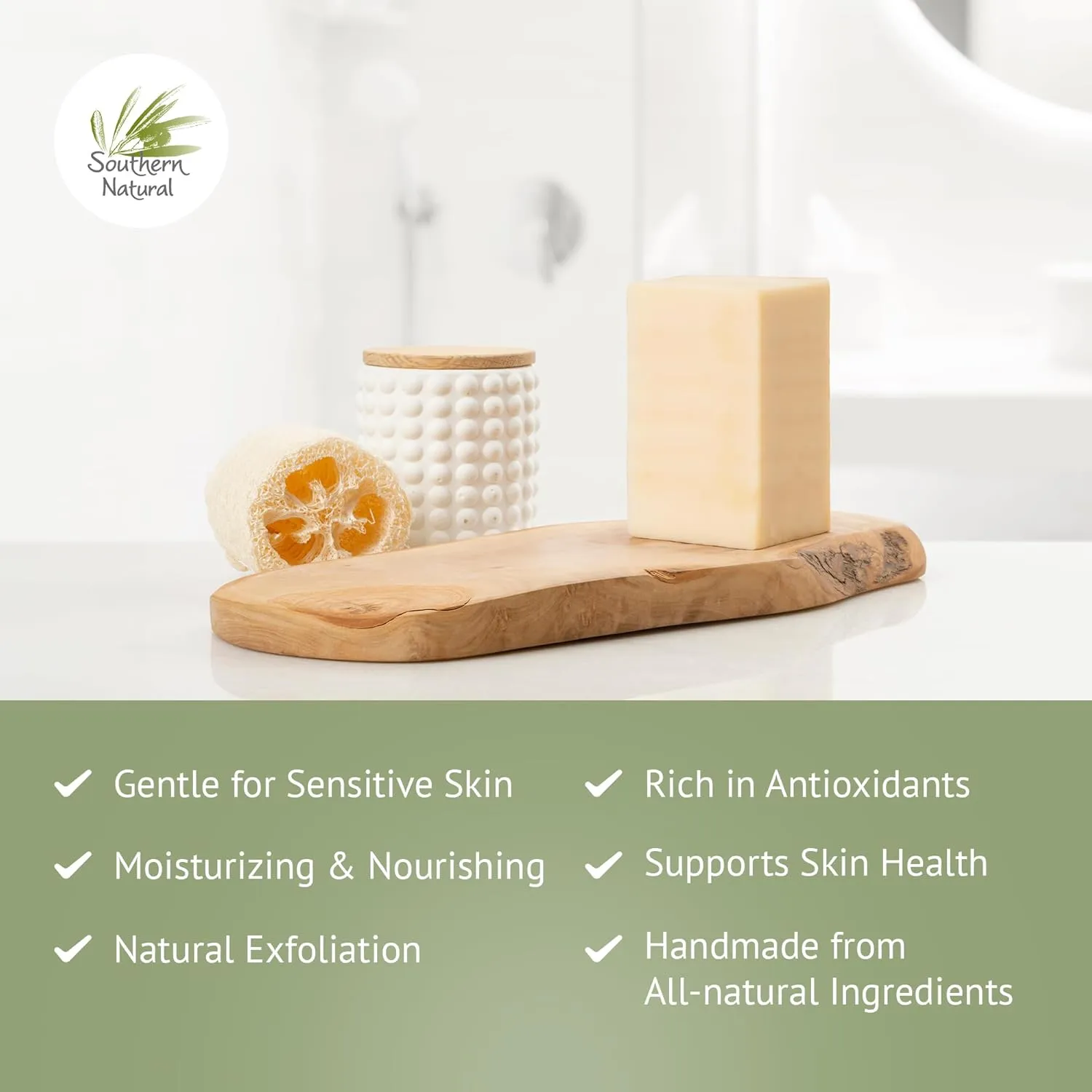 Southern Natural Goat Milk Soap Bar (3 Pack - Tea Tree Peppermint) For Dry, Sensitive Skin. Natural Handmade Soap For Men, Women and Kids. Great For Face & Body.