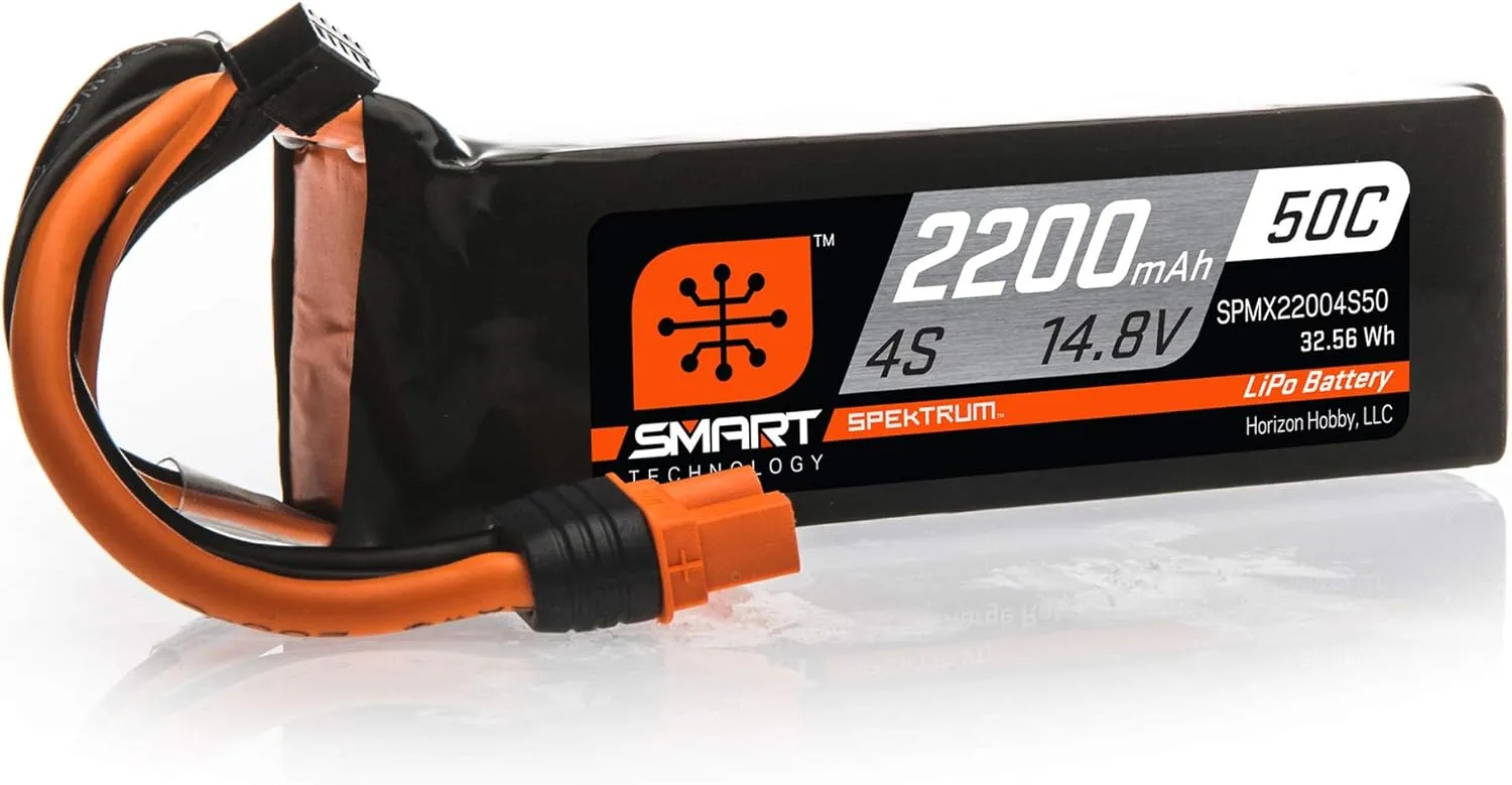 Spektrum 14.8V 2200mAh 4S 50C Smart LiPo Battery: IC3, SPMX22004S50