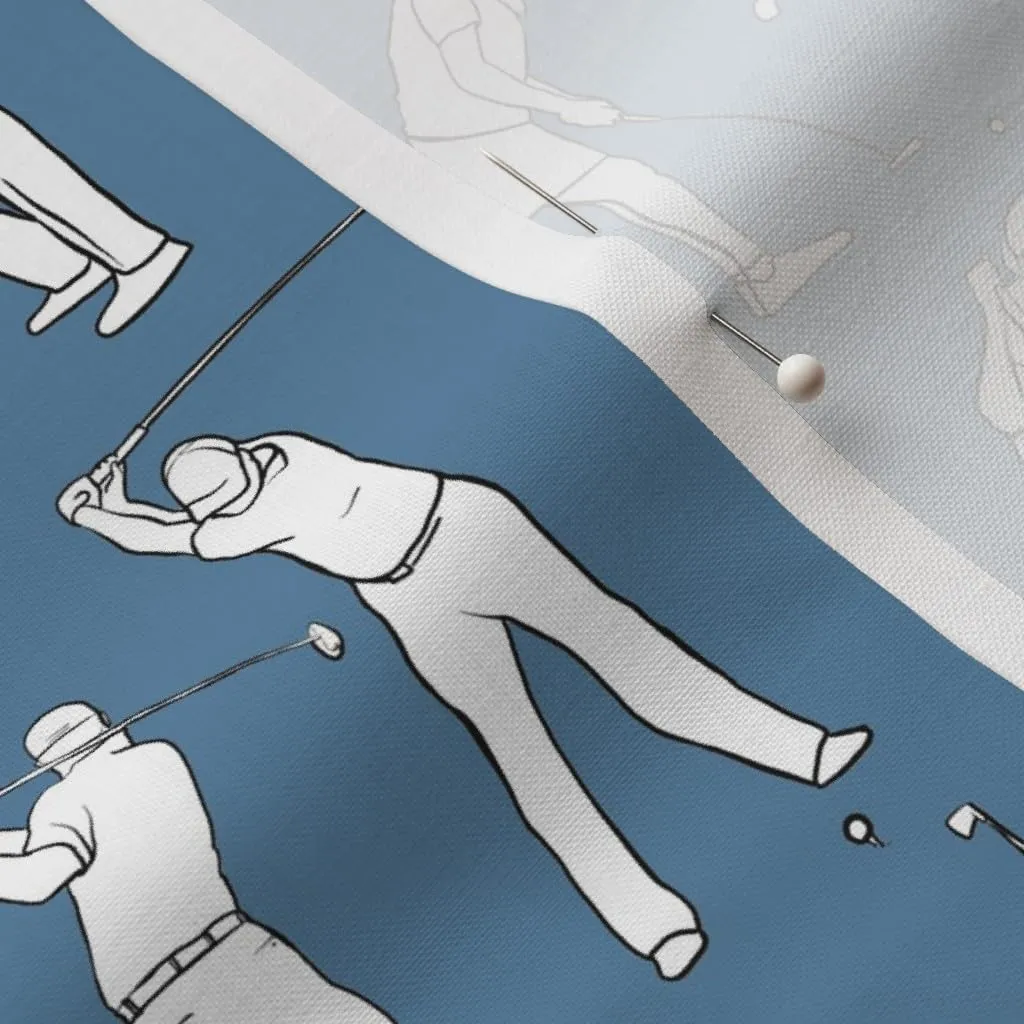 Spoonflower Fabric - Golf Medium Blue Golfing Ball Balls Sports Womens Clubs Club Country Printed on Petal Signature Cotton Fabric by The Yard - Sewing Quilting Apparel Crafts Decor