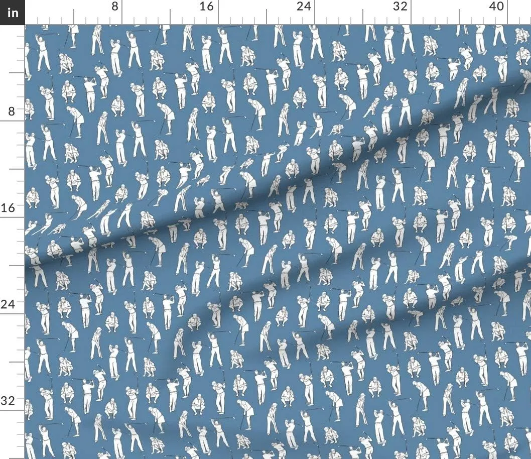 Spoonflower Fabric - Golf Medium Blue Golfing Ball Balls Sports Womens Clubs Club Country Printed on Petal Signature Cotton Fabric by The Yard - Sewing Quilting Apparel Crafts Decor