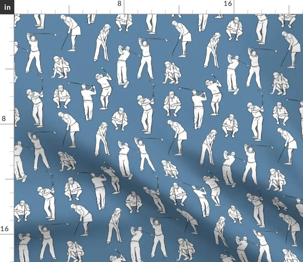 Spoonflower Fabric - Golf Medium Blue Golfing Ball Balls Sports Womens Clubs Club Country Printed on Petal Signature Cotton Fabric by The Yard - Sewing Quilting Apparel Crafts Decor