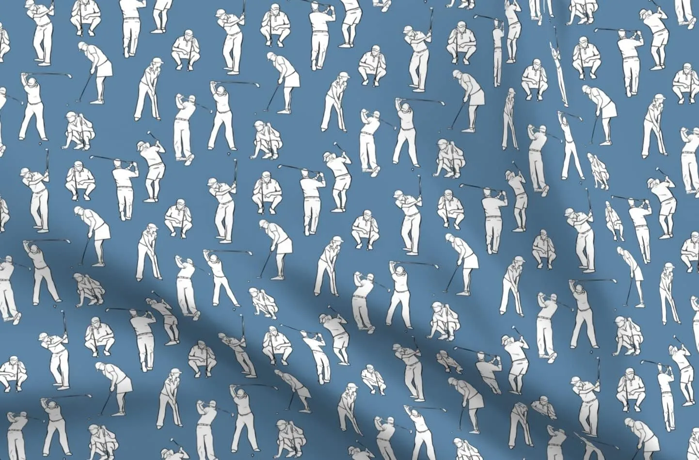 Spoonflower Fabric - Golf Medium Blue Golfing Ball Balls Sports Womens Clubs Club Country Printed on Petal Signature Cotton Fabric by The Yard - Sewing Quilting Apparel Crafts Decor