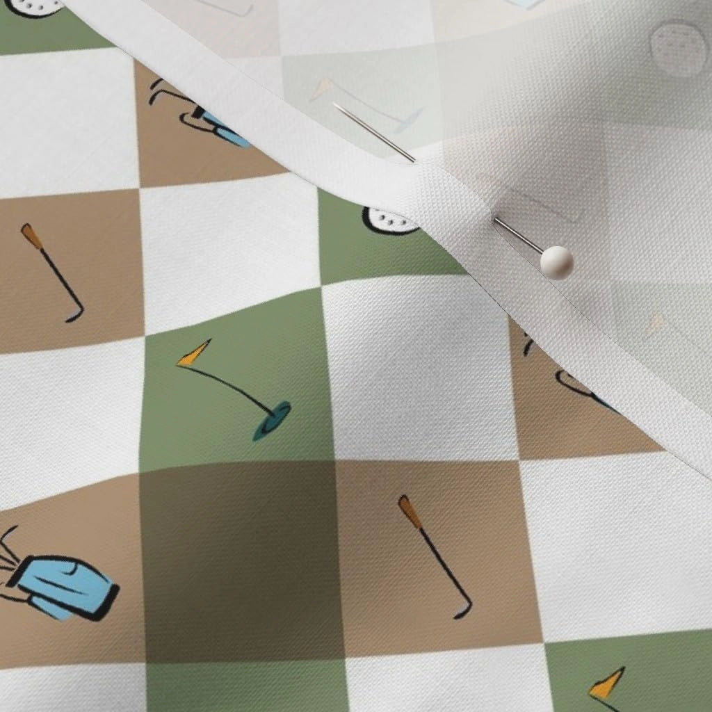 Spoonflower Fabric - Golfing Green White Brown Sport Ball Hole Argyle Club Printed on Petal Signature Cotton Fabric by The Yard - Sewing Quilting Apparel Crafts Decor