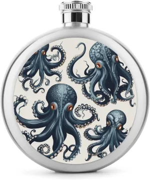 Stainless Steel Wine Bottle Liquor Container Octopus Pattern Print Leak Proof Hip Flask Durable for Camping Hiking Travel Festivals