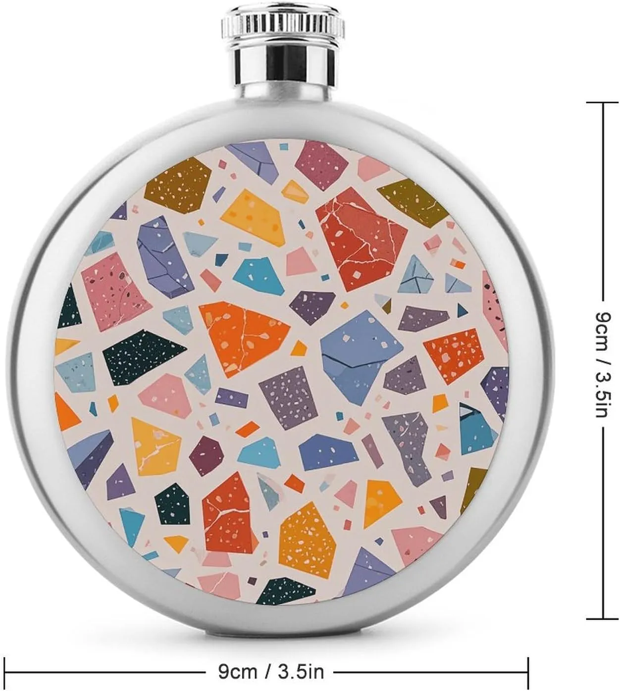 Stainless Steel Wine Bottle Liquor Container Terrazzo Marble Pastel Print Leak Proof Hip Flask Durable for Camping Hiking Travel Festivals