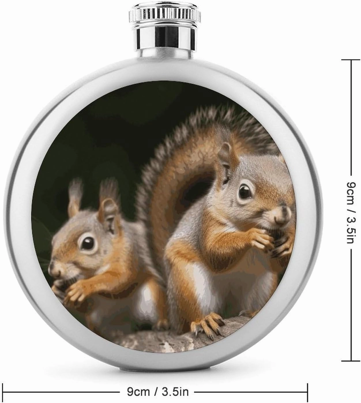 Stainless Steel Wine Bottle Liquor Container Squirrel Animal Print Leak Proof Hip Flask Durable for Camping Hiking Travel Festivals