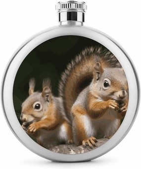 Stainless Steel Wine Bottle Liquor Container Squirrel Animal Print Leak Proof Hip Flask Durable for Camping Hiking Travel Festivals