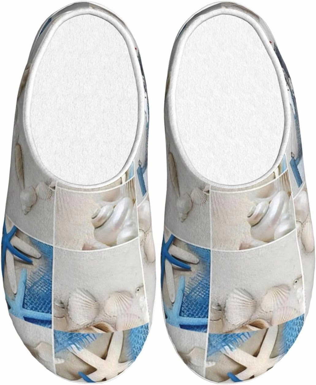 Starfish And Lighthouse Slippers With Fluffy Soft Warm For Women, Flannel Slippers Cozy Plush Indoor Outdoor, Size 6-7