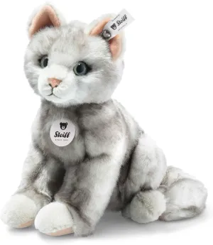 Steiff Filou Cat 8", Premium Stuffed Animal, Grey Tipped