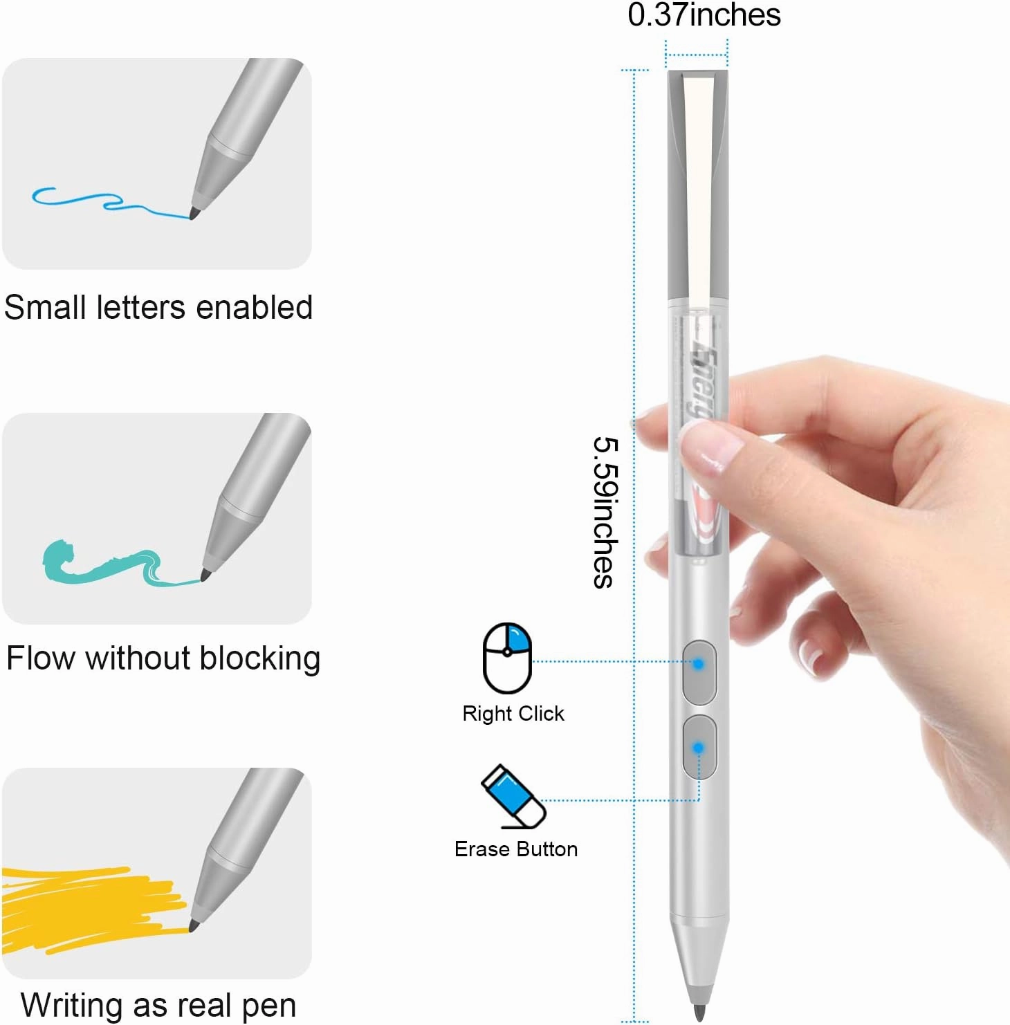 Stylus Pen for HP with 1024 Pressure Sensitivity & 2500hr Battery Life - Digital Pen for HP Envy x360/Spectre 15/Pavilion 2-in-1 Laptops - Windows 11/Chrome OS Palm Rejection Technology